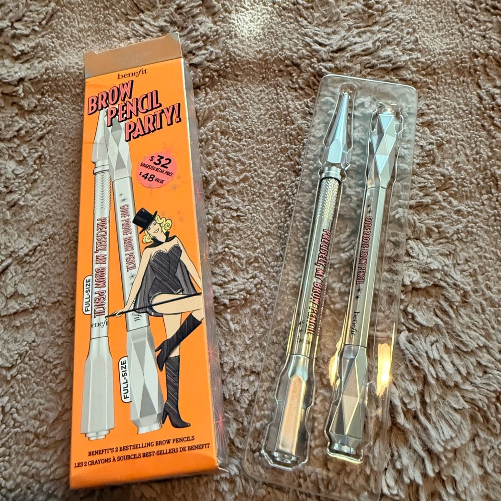 Benefit Brow Pencil Party Set with Silver and Orange Packaging